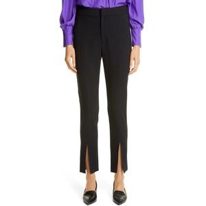 Smythe NEW High Waist Front Vent Pants Black Wool Stretch Trousers Size 4